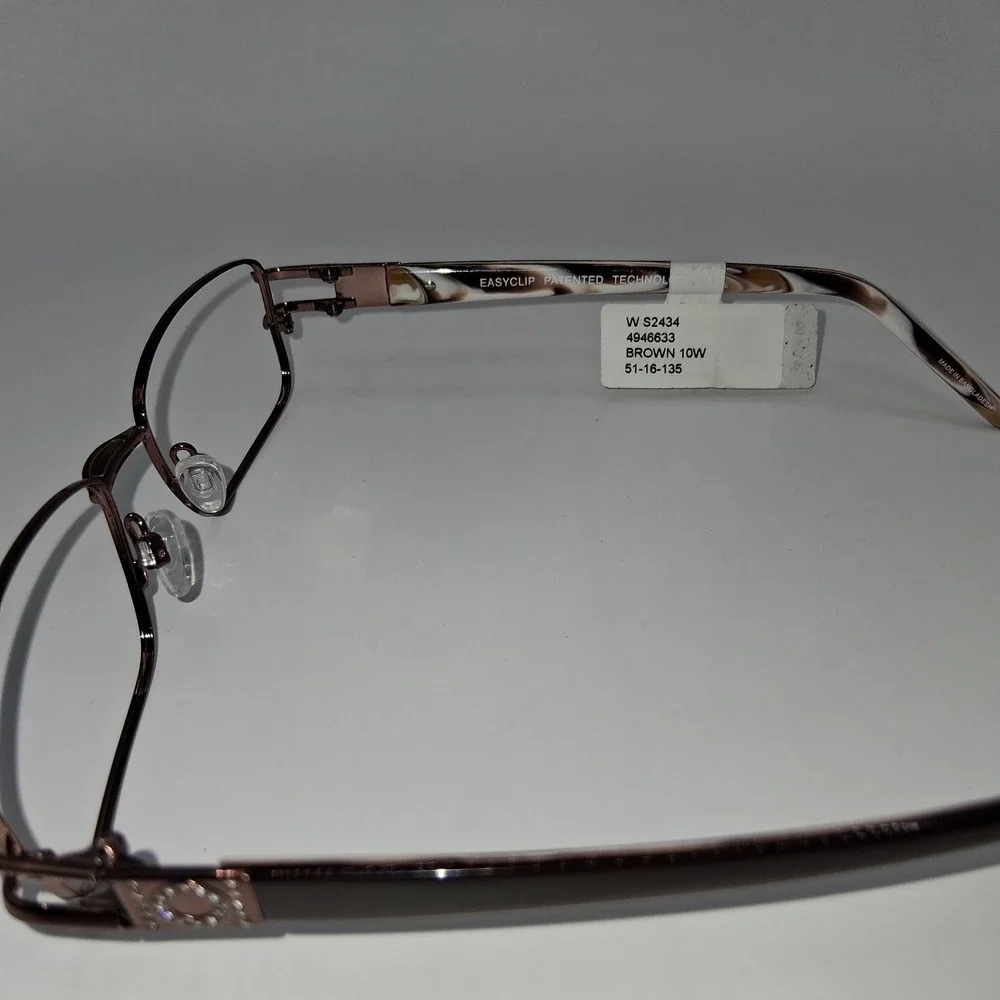 Easy Clip W-S2434 10 51-16-135 Dark Rose Metal Full Rim Eyeglasses FRAMES ONLY